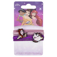 Lot de 8 élastiques cheveux pour enfant en textile de couleur avec personnages et symboles des princesses Disney (La Belle).