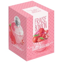 Parfum aux senteurs de bonbon à la fraise (fraise, chantilly et vanille). Fabriqué en France.
