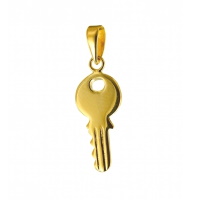 Pendentif en forme de clé en plaqué or jaune 18 carats.