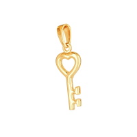 Pendentif en forme de clé avec coeur en plaqué or jaune 18 carats.