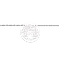 Collier composé d'une chaîne et d'un pendentif arbre de vie en argent 925/000 rhodié.<br/<Fermoir anneau ressort avec 3 cm de rallonge.