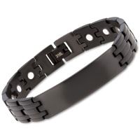 Bracelet gourmette pour homme en acier argenté de couleur noire.