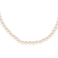 Collier composé d'une chaîne en acier argenté et de perles d'imitation. Fermoir mousqueton avec 5 cm de rallonge.