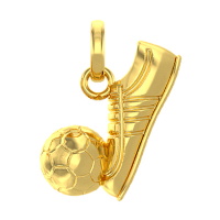 Pendentif en forme de chaussure de football avec un ballon en plaqué or jaune 18 carats.