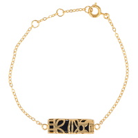 Bracelet composé d'une chaîne en plaqué or jaune 18 carats et d'un tiki. Fermoir anneau ressort avec anneaux de rappel à 15, 16,5 et 18 cm.