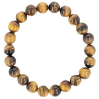 Bracelet élastique composé de perles en en véritable pierre d'œil de tigre.