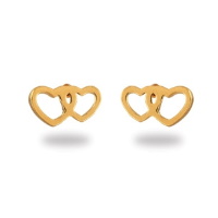 Boucles d'oreilles cœurs entrelacés en plaqué or jaune 18 carats.