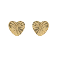 Boucles d'oreilles puces en forme de cœur en plaqué or jaune 18 carats.