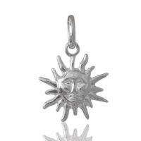Pendentif en forme de soleil avec un visage en argent 925/000 rhodié.