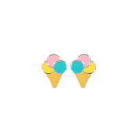 Boucles d'oreilles puces en forme de glace en argent 925/000 et émail multicolore.